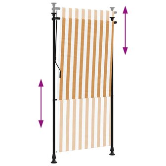 Rolgordijn voor buiten 120x270 cm stof en staal oranje en wit 6
