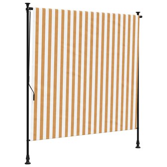 Rolgordijn voor buiten 150x270 cm stof en staal oranje en wit 2
