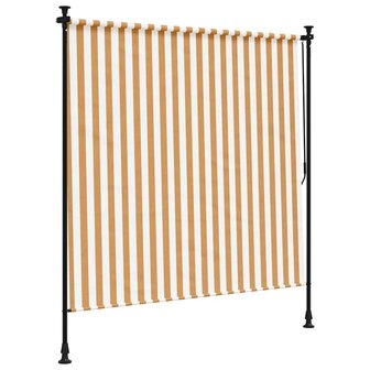 Rolgordijn voor buiten 150x270 cm stof en staal oranje en wit 5