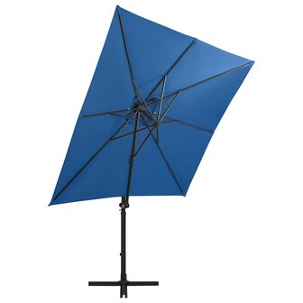 Zweefparasol met paal en LED-verlichting 250 cm azuurblauw 4