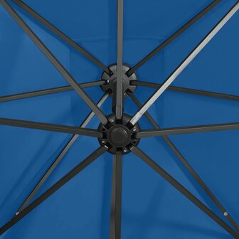 Zweefparasol met paal en LED-verlichting 250 cm azuurblauw 8