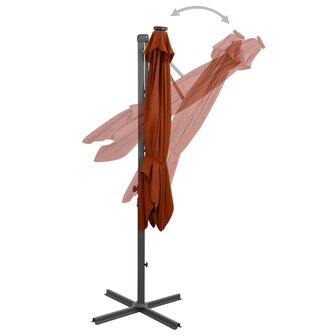 Zweefparasol met paal en LED-verlichting 250 cm terracottakleur 7