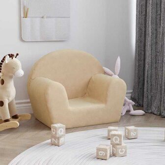 Kinderbank zacht pluche cr&egrave;mekleurig 1