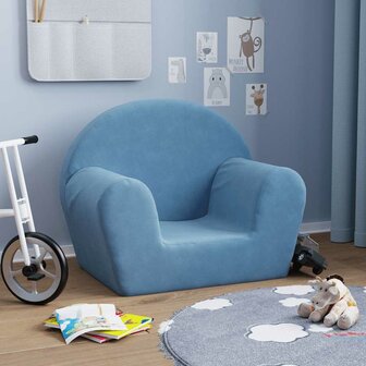 Kinderbank zacht pluche blauw 1