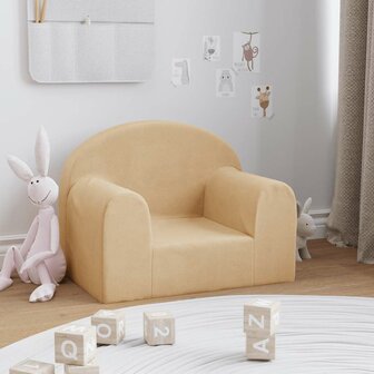 Kinderbank zacht pluche cr&egrave;mekleurig 1