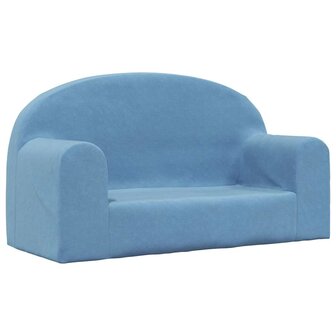 Kinderbank 2-zits zacht pluche blauw 2