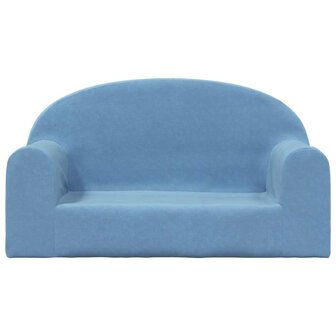 Kinderbank 2-zits zacht pluche blauw 3