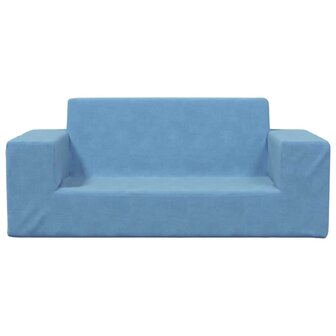Kinderbank 2-zits zacht pluche blauw 3