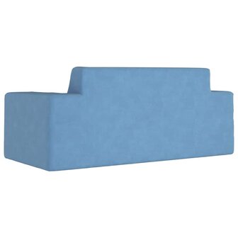 Kinderbank 2-zits zacht pluche blauw 5