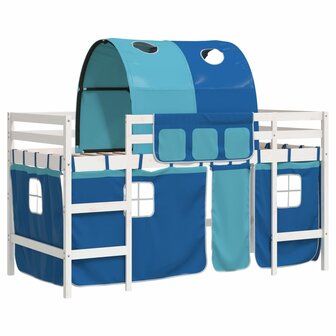 Kinderhoogslaper met tunnel 90x190 cm massief grenenhout blauw 2