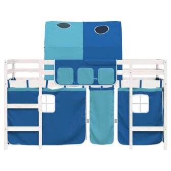 Kinderhoogslaper met tunnel 90x190 cm massief grenenhout blauw 5