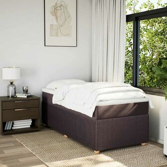 Boxspring met matras stof donkerbruin 80x200 cm 3