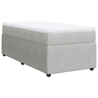 Boxspring met matras fluweel lichtgrijs 80x200 cm 2