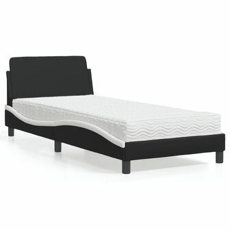Bed met matras &quot;Dover&quot; kunstleer zwart en wit 90x190 cm 1