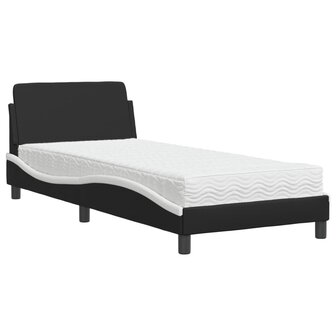 Bed met matras &quot;Dover&quot; kunstleer zwart en wit 90x190 cm 2