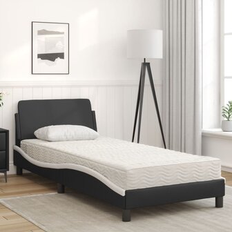 Bed met matras &quot;Dover&quot; kunstleer zwart en wit 90x190 cm 3