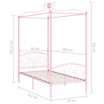 Hemelbedframe metaal roze 90x200 cm 5