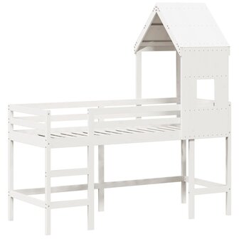 Halfhoogslaper met ladder en bedhuis grenenhout wit 80x200 cm 3