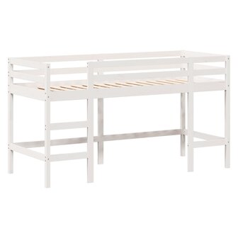 Halfhoogslaper met ladder en bedhuis grenenhout wit 80x200 cm 5