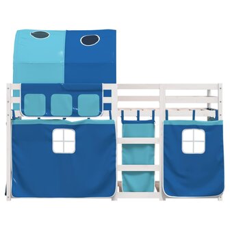 Stapelbed met gordijnen 75x190 cm massief grenenhout blauw 5