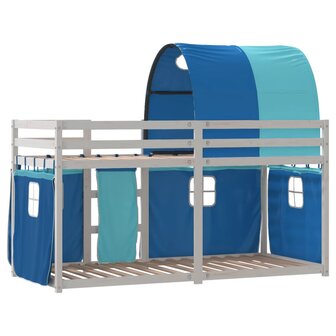 Stapelbed met gordijnen 75x190 cm massief grenenhout blauw 7