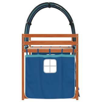 Stapelbed met gordijnen 80x200 cm massief grenenhout blauw 6