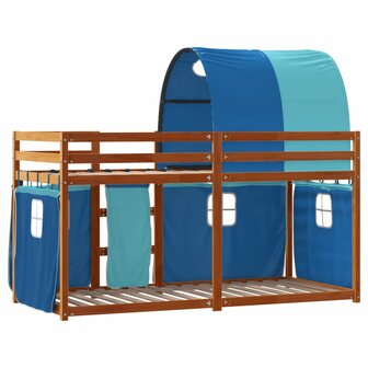 Stapelbed met gordijnen 80x200 cm massief grenenhout blauw 7