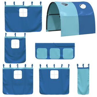 Stapelbed met gordijnen 80x200 cm massief grenenhout blauw 9