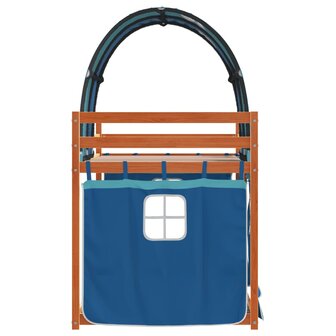Stapelbed met gordijnen 90x200 cm massief grenenhout blauw 6
