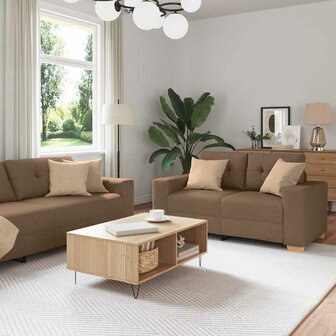 Bankstel met kussen 2 pcs Bruin 221 x 78 x 80 cm Stof 1