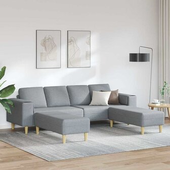 Bankstel 3 pcs Lichtgrijs Stof 1