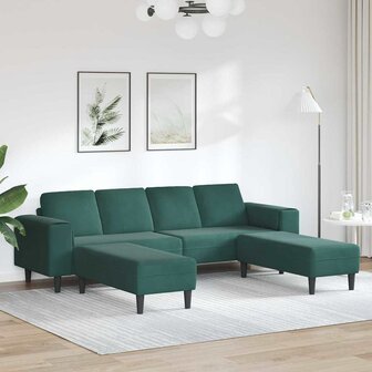 Bankstel 3 pcs Donkergroen Fluweel 1