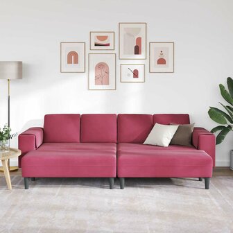 Bankstel 3 pcs Wijnrood Fluweel 3