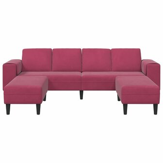 Bankstel 3 pcs Wijnrood Fluweel 4