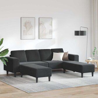 Bankstel 3 pcs Zwart Fluweel 1
