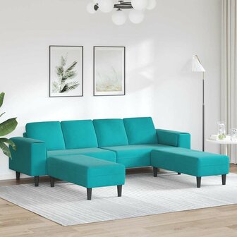Bankstel 3 pcs Turquoise Fluweel 1