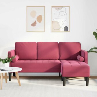 Bankstel Wijnrood 173 x 131 x 67 cm Fluweel 1