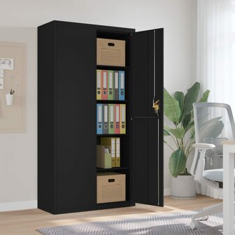 Archiefkast 90x40x180 cm staal zwart 1