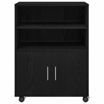 Rolkast met plank Zwart eiken 60 x 48 x 81 cm Bewerkt hout 7