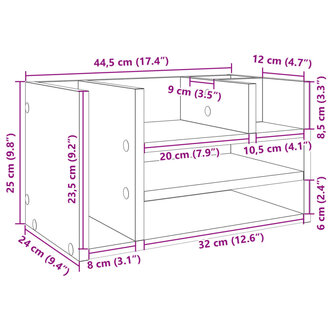 Bureau organiser 44,5x24x25 cm bewerkt hout betongrijs 9