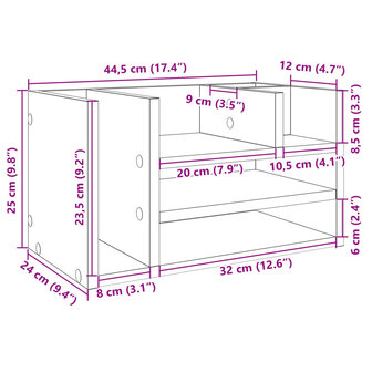 Bureau organiser 44,5x24x25 cm bewerkt hout gerookt eikenkleur 9