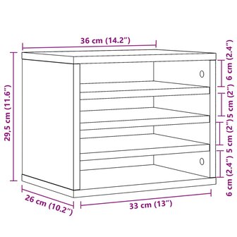 Bureau organiser 36x26x29,5 cm bewerkt hout wit 9