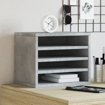 Bureau organiser 36x26x29,5 cm bewerkt hout betongrijs 1