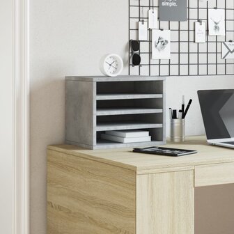 Bureau organiser 36x26x29,5 cm bewerkt hout betongrijs 3