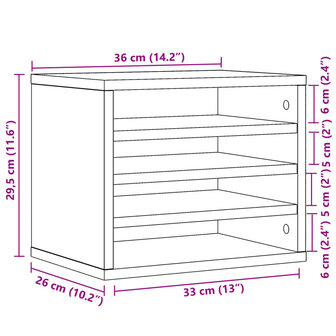 Bureau organiser 36x26x29,5 cm bewerkt hout gerookt eikenkleur 9