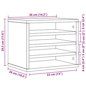 Bureau organiser 36x26x29,5 cm bewerkt hout bruin eikenkleurig 9