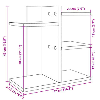 Bureau organiser 42x21,5x42 cm bewerkt hout gerookt eikenkleur 9