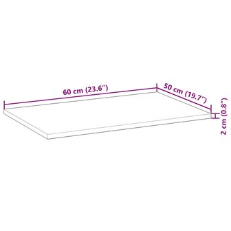 Bureaublad 60x50x2 cm onbehandeld massief acaciahout 9