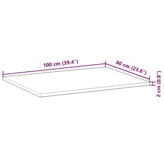 Bureaublad 100x60x2 cm onbehandeld massief acaciahout 9