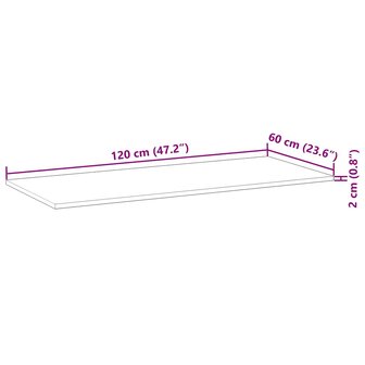 Bureaublad 120x60x2 cm onbehandeld massief acaciahout 9